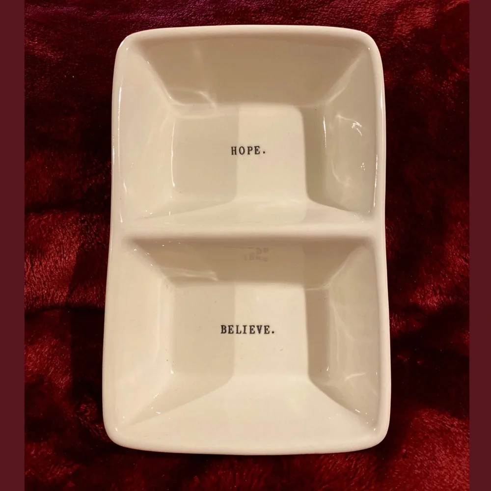 Rae Dunn Hope Believe Double Dish